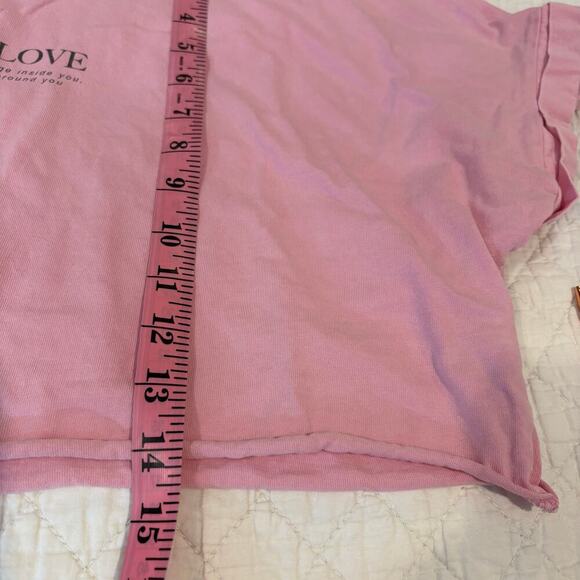 FOREVER 21 Cropped TShirt SzL Pink Basic Retro Girl Power Urban Barbie Feminine - Picture 6 of 8